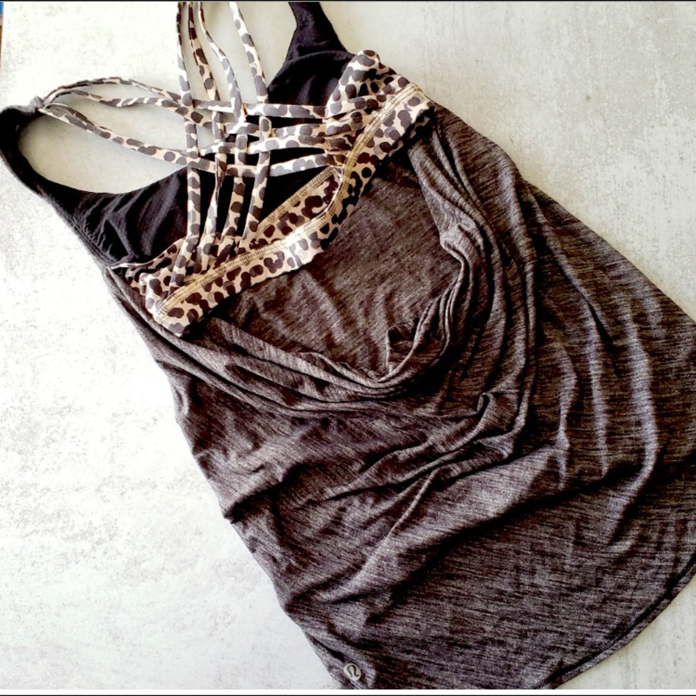 Lululemon Wild Tank Strappy Back Black Grey 2